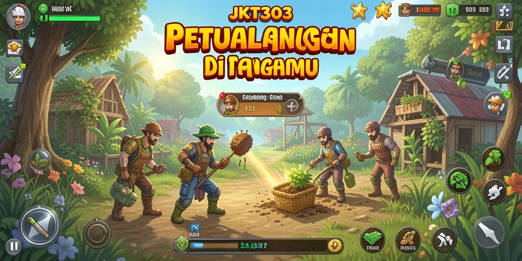 Screenshot JKT303 menampilkan aktivitas seru dalam mengelola ladang.