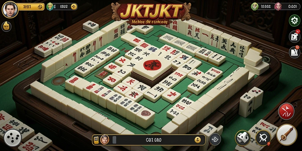 Screenshot JKTJKT menampilkan gameplay Mahjong yang menantang.