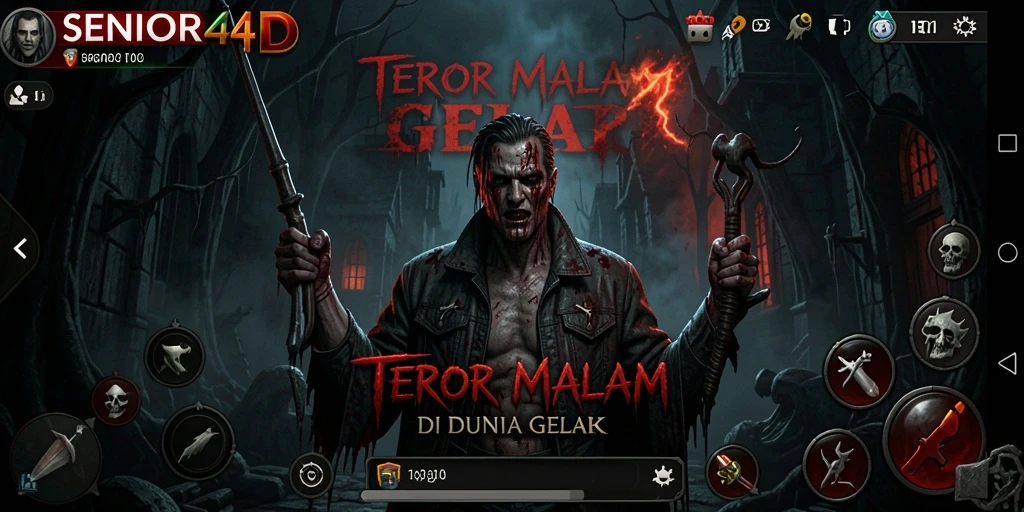 Tampilan gameplay SENIOR4D dengan suasana horor yang mencekam.