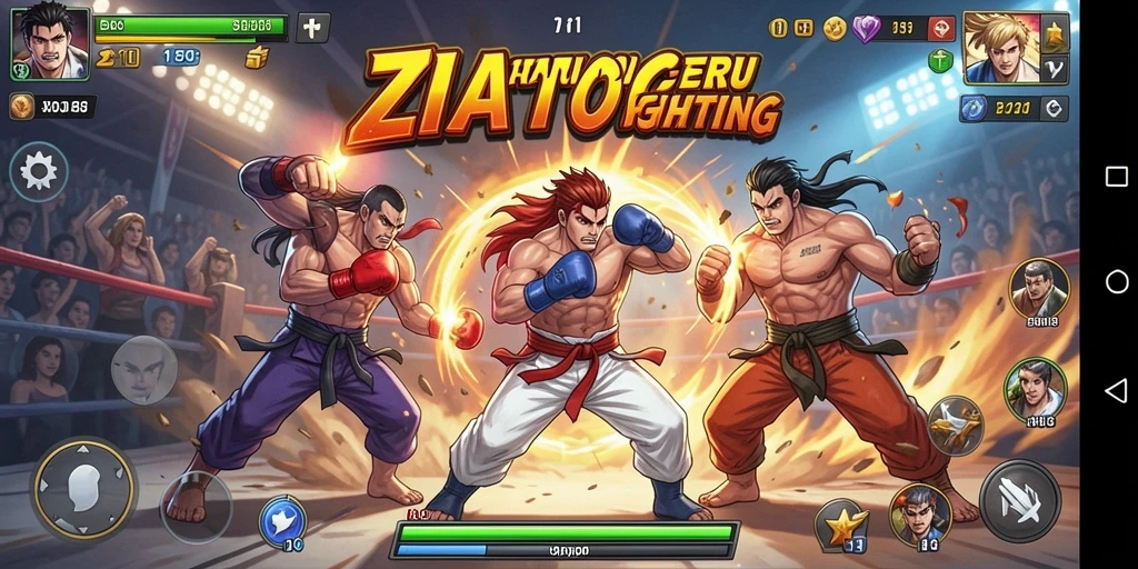 Screenshot gameplay dari ZIATOGEL menunjukkan pertarungan yang mendebarkan.